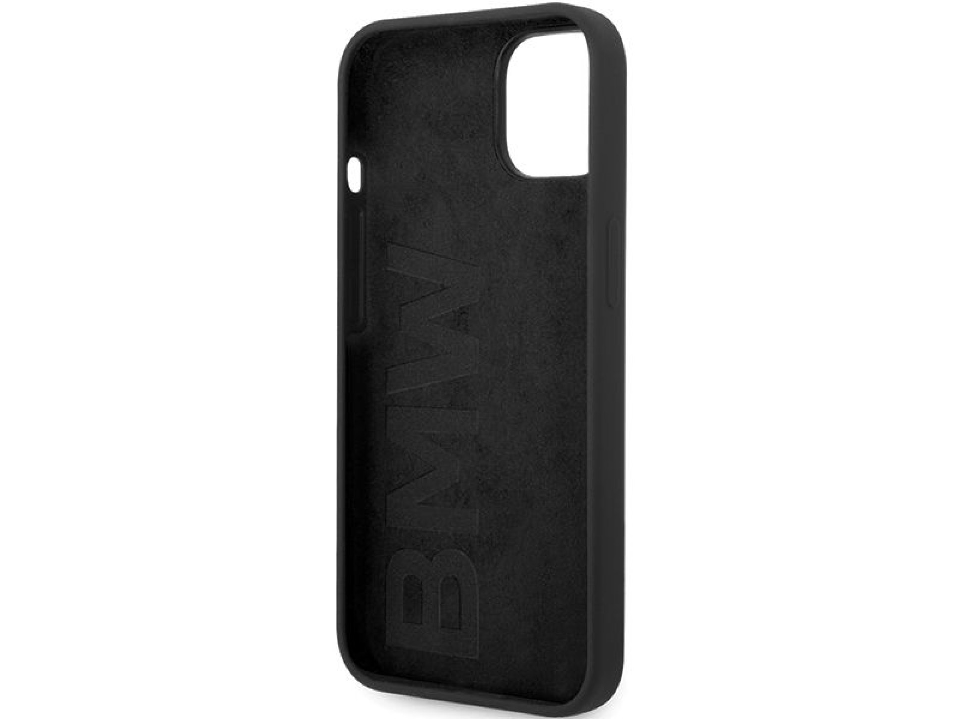 Capa BMW BMHMP14SSILBK2 para iPhone 14 - preta, em silicone líquido Signature com MagSafe.