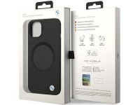 Capa BMW BMHMP14SSILBK2 para iPhone 14 - preta, em silicone líquido Signature com MagSafe. Capa BMW BMHMP14SSILBK2 para iPhone 14 - preta, em silicone líquido Signature com MagSafe.