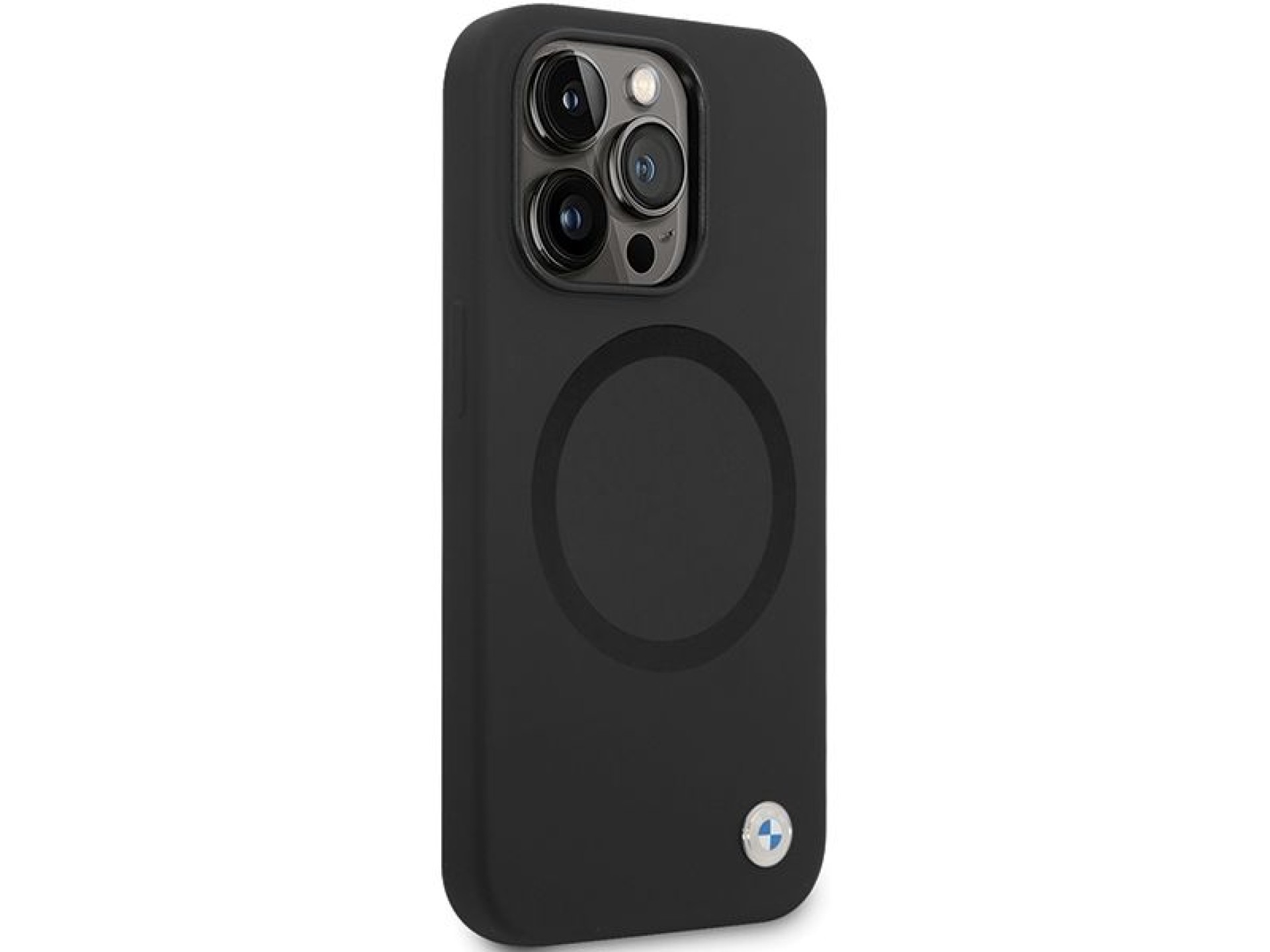Capa BMW BMHMP14LSILBK2 para iPhone 14 Pro - preta, em silicone líquido Signature MagSafe