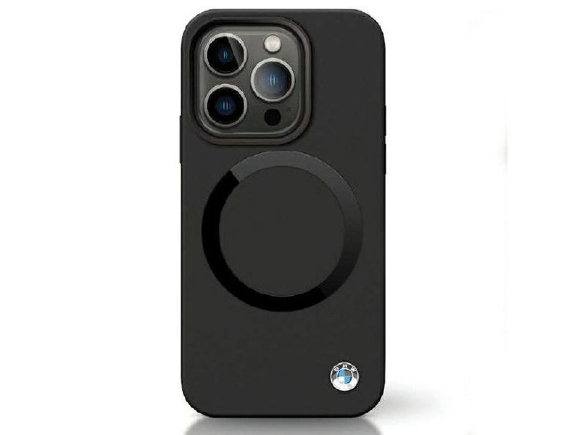 Capa BMW BMHMP14LSILBK2 para iPhone 14 Pro - preta, em silicone líquido Signature MagSafe