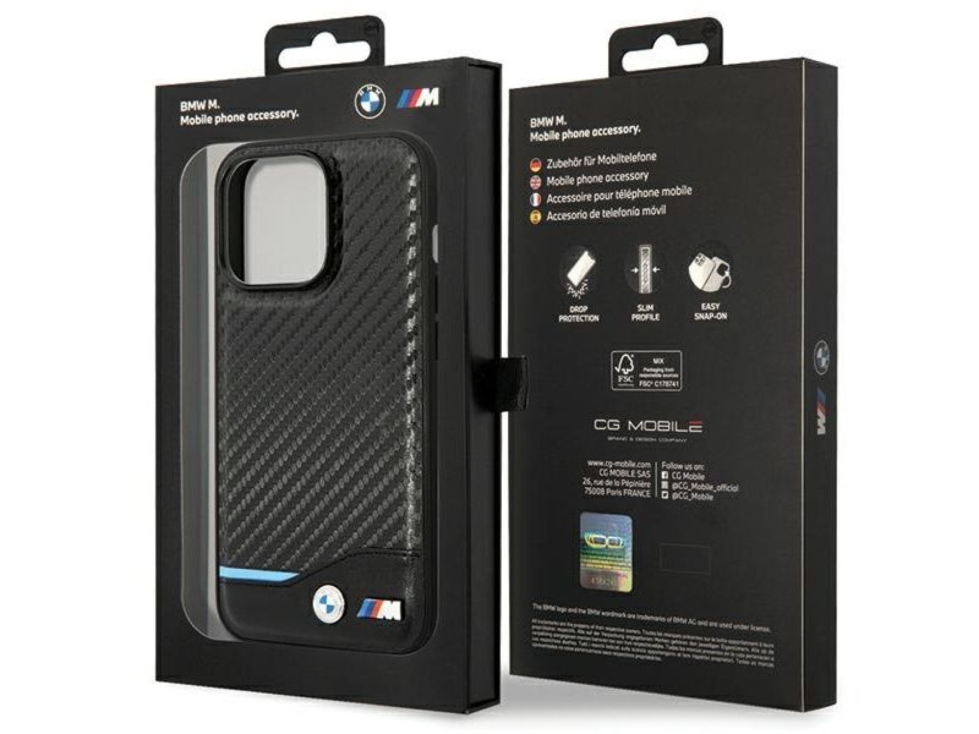 BMW Leather Carbon Case for iPhone 13 Pro / 13 - Black BMW Leather Carbon Case for iPhone 13 Pro / 1