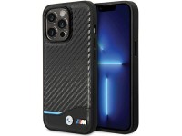 Capa de couro e fibra de carbono BMW para iPhone 13 Pro Max - Preta Capa de couro e fibra de carbono BMW para iPhone 13 Pro Max - Preta