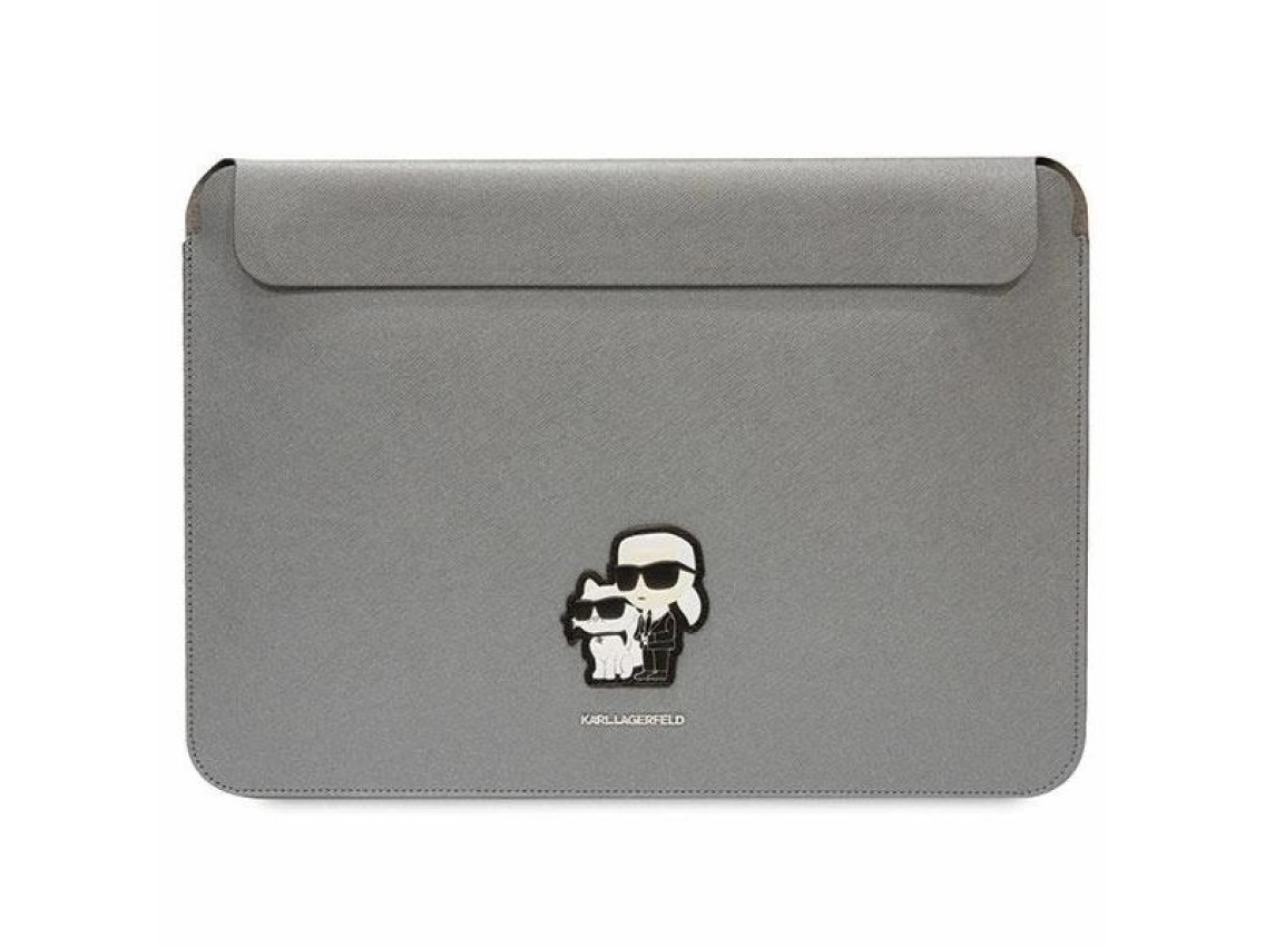 Capa Karl Lagerfeld Saffiano Karl&Choupette para laptop de 14" - prata