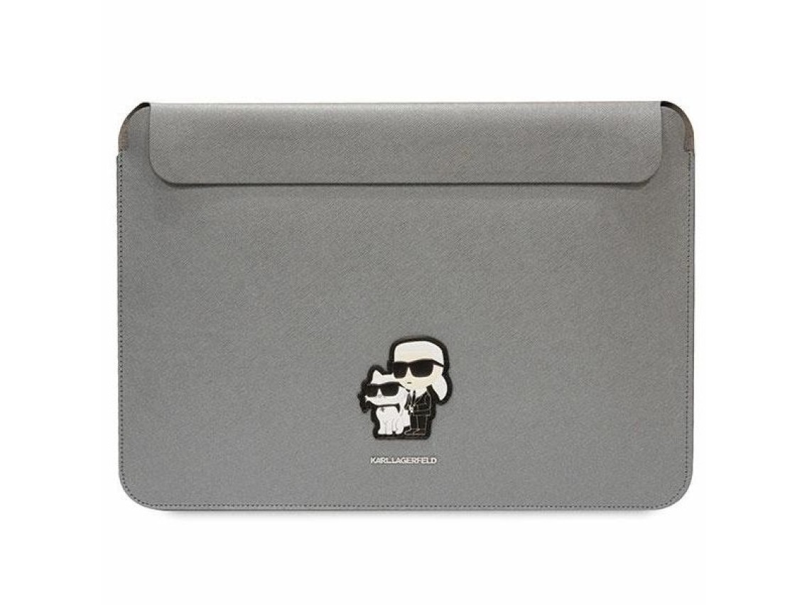 Capa Karl Lagerfeld Saffiano Karl&Choupette para laptop de 16" - prata