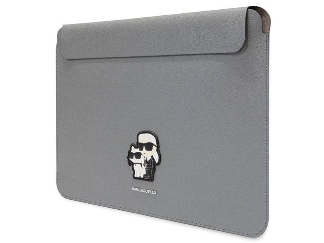 Capa Karl Lagerfeld Saffiano Karl&Choupette para laptop de 16" - prata