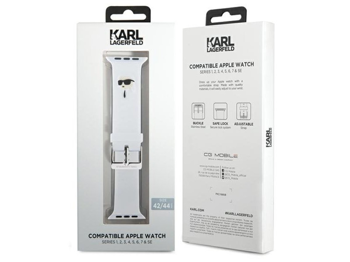 Karl Lagerfeld 3D Rubber Karl Head strap for Apple Watch 42/44/45/49mm - white