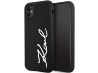 Karl Lagerfeld KLHCN61SKSVGK iPhone 11 / Xr 6.1" capa rígida preta/preta de silicone com assinatura Karl Lagerfeld KLHCN61SKSVGK iPhone 11 / Xr 6.1" capa rígida preta/preta de silicone com assinatura