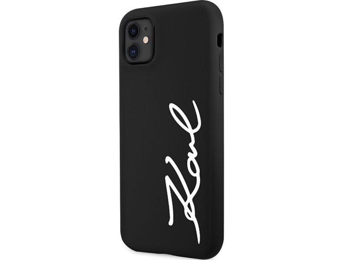Karl Lagerfeld KLHCN61SKSVGK iPhone 11 / Xr 6.1" capa rígida preta/preta de silicone com assinatura