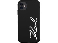 Karl Lagerfeld KLHCN61SKSVGK iPhone 11 / Xr 6.1" capa rígida preta/preta de silicone com assinatura Karl Lagerfeld KLHCN61SKSVGK iPhone 11 / Xr 6.1" capa rígida preta/preta de silicone com assinatura