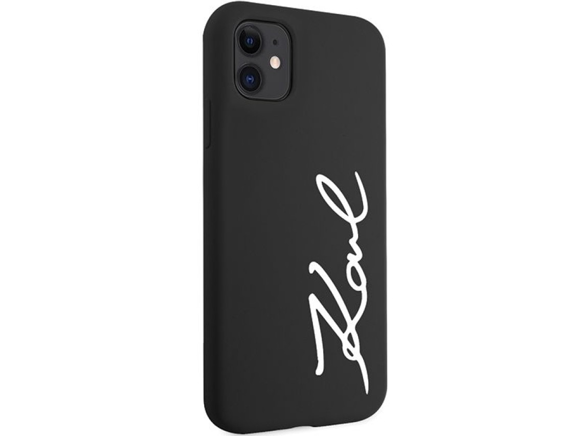 Karl Lagerfeld KLHCN61SKSVGK iPhone 11 / Xr 6.1" capa rígida preta/preta de silicone com assinatura