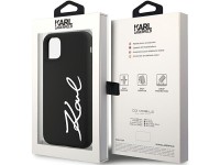 Karl Lagerfeld KLHCN61SKSVGK iPhone 11 / Xr 6.1" capa rígida preta/preta de silicone com assinatura Karl Lagerfeld KLHCN61SKSVGK iPhone 11 / Xr 6.1" capa rígida preta/preta de silicone com assinatura