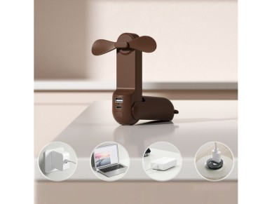 Ventilador port�til Jisulife Life8 con USB, funci�n de bater�a externa de 2000 mAh y linterna - Marr