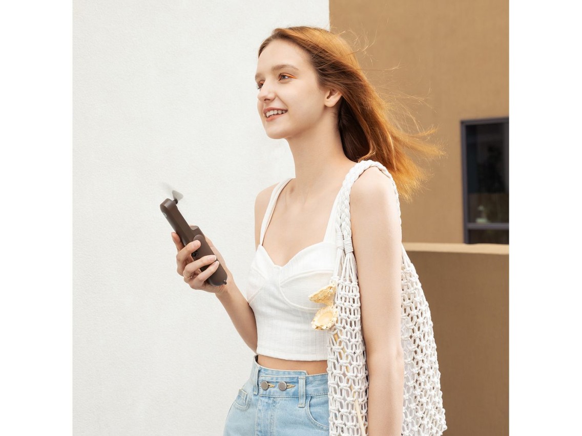 Jisulife Handheld Fan Life8 Portable USB Fan with Power Bank Function 2000mAh and Flashlight - Brown
