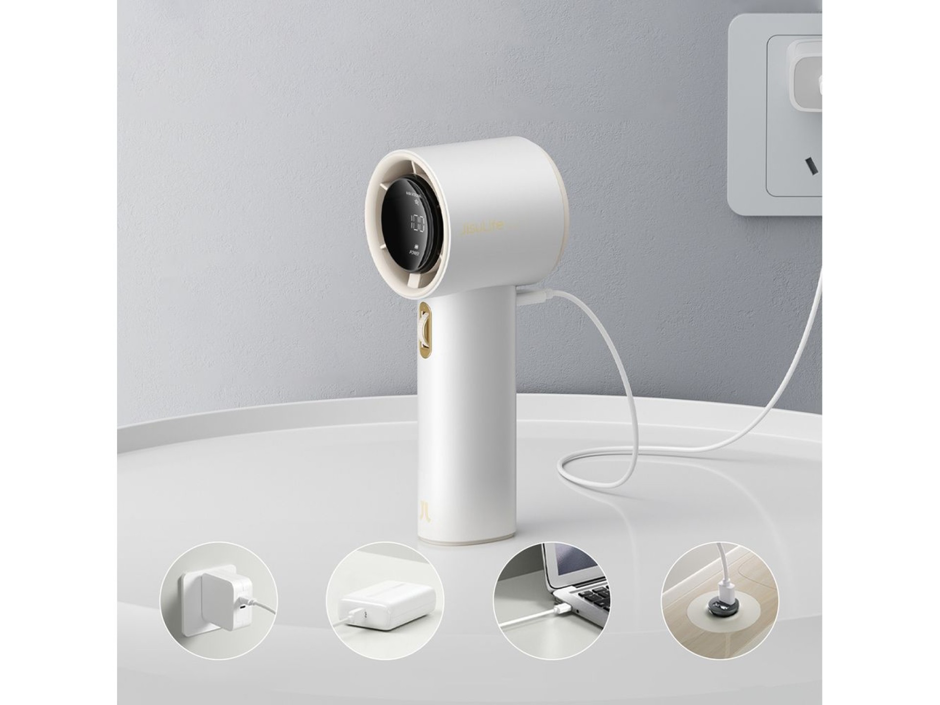 Ventilador portátil Jisulife Handheld Fan Pro1 3600mAh FA53 (ABS) Mini soplador USB - Blanco