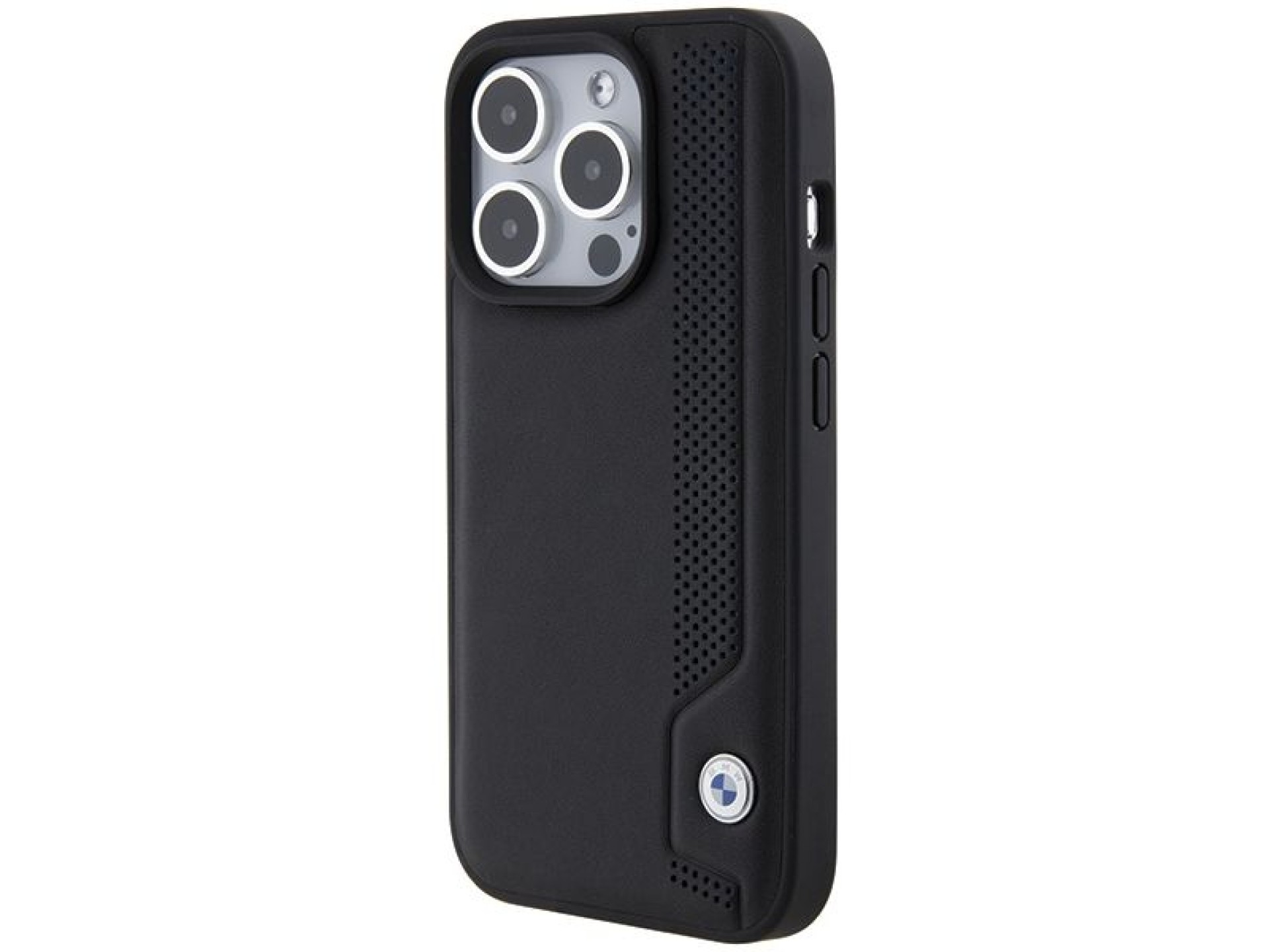 BMW Leather Blue Dots iPhone 15 Pro Max Case - Black