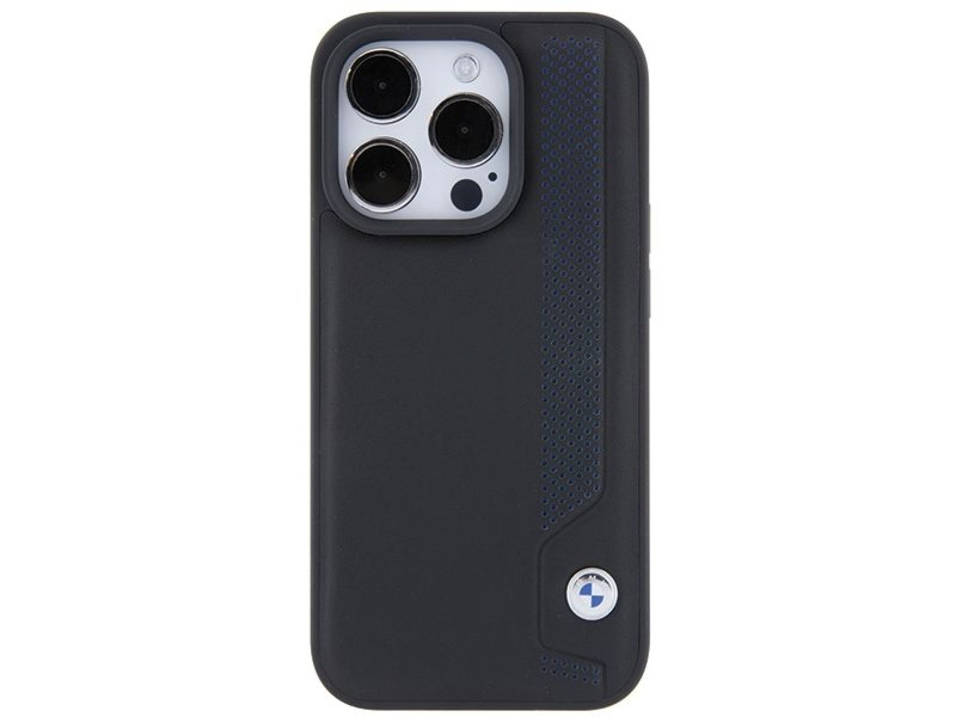 BMW Leather Blue Dots iPhone 15 Pro Max Case - Black