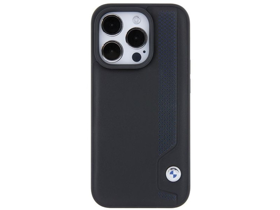 BMW Leather Blue Dots iPhone 15 Pro Max Case - Black