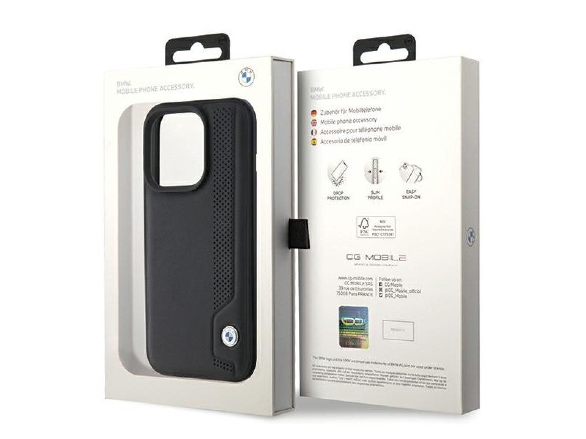 BMW Leather Blue Dots iPhone 15 Pro Max Case - Black