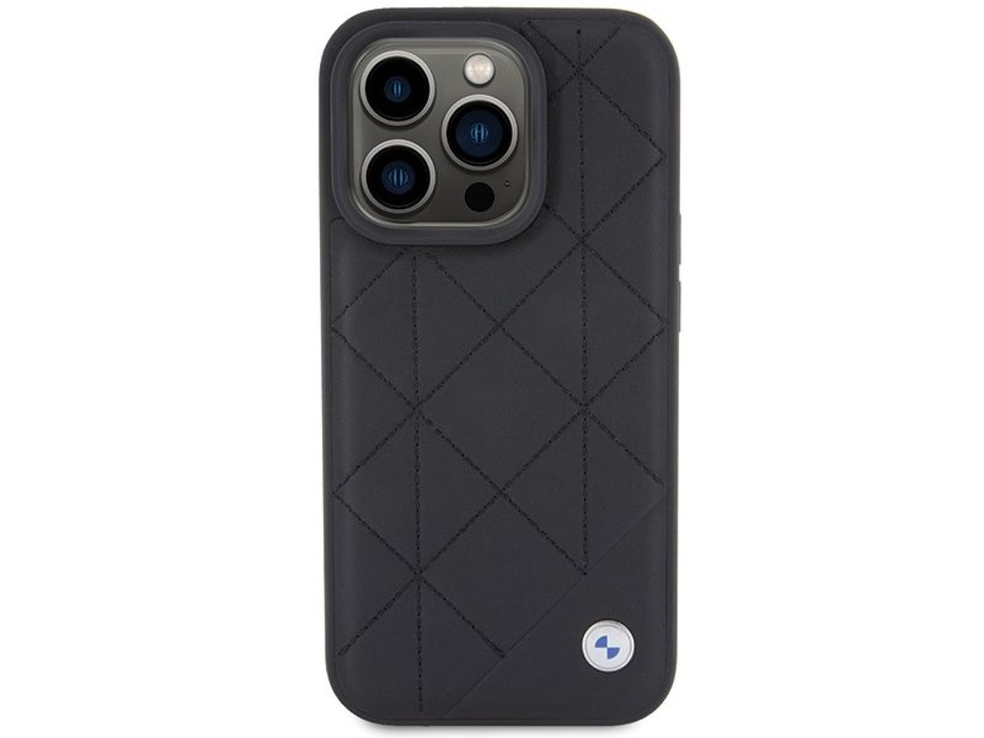Capa BMW em couro acolchoado para iPhone 15 Pro Max - preta
