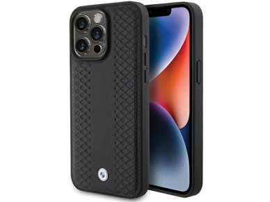 BMW Leather Diamond Pattern case for iPhone 15 Pro - black BMW Leather Diamond Pattern case for iPhone 15 Pro - black
