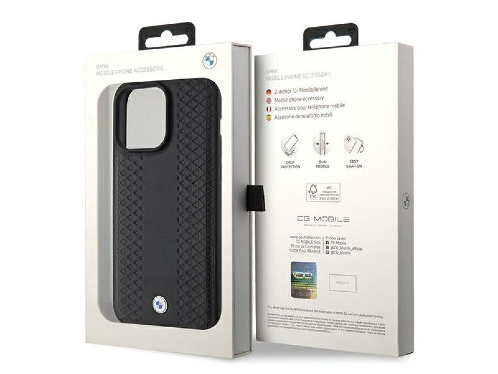 BMW Leather Diamond Pattern case for iPhone 15 Pro - black