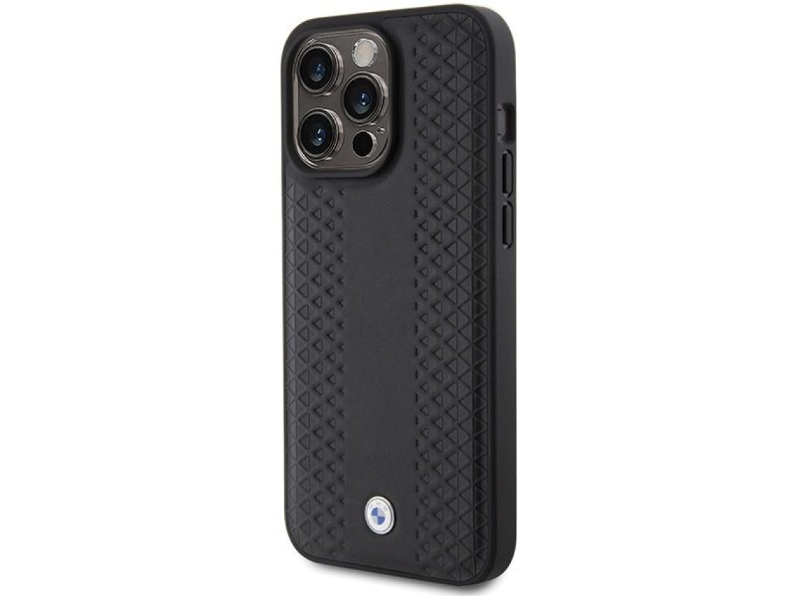 BMW Leather Diamond Pattern case for iPhone 15 Pro Max - black