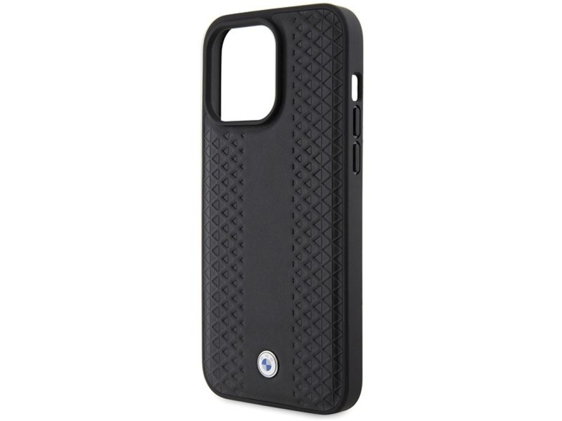 BMW Leather Diamond Pattern case for iPhone 15 Pro Max - black