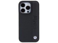 Funda BMW de piel texturizada y rayas para iPhone 15 Pro - negra Funda BMW de piel texturizada y rayas para iPhone 15 Pro - negra