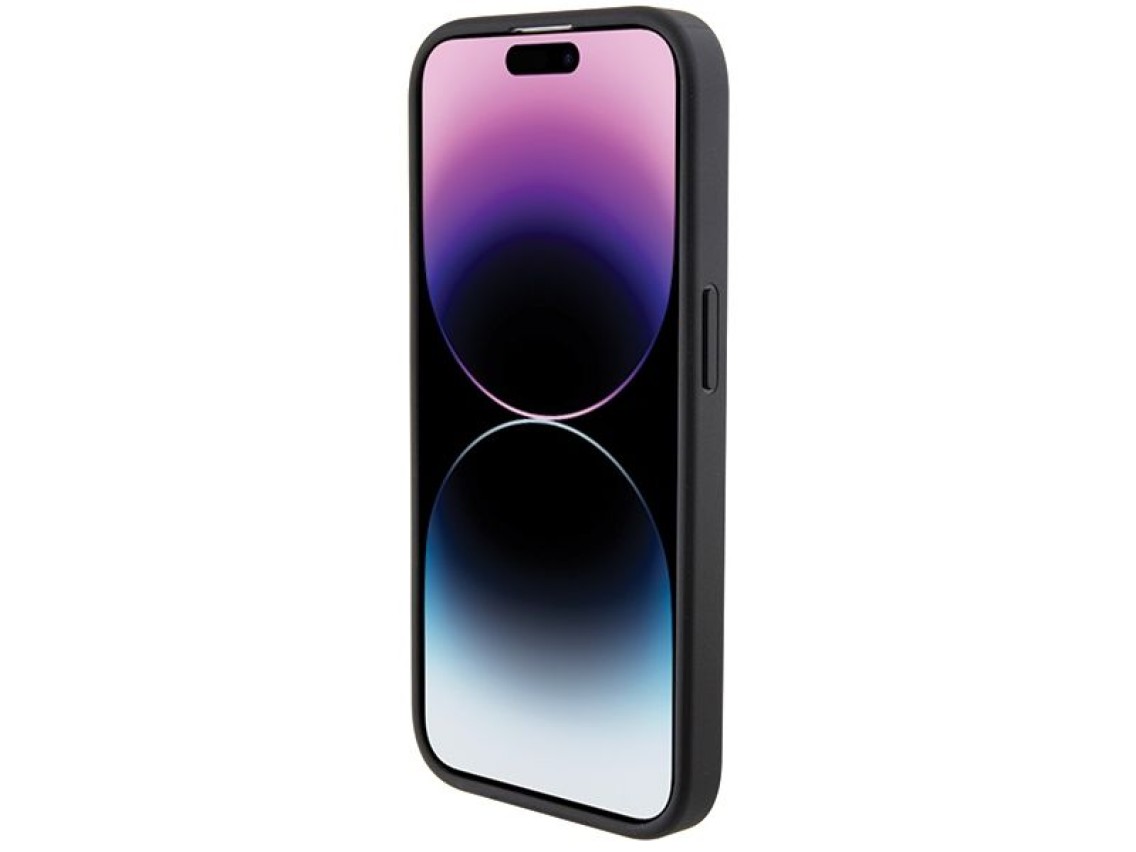 Funda BMW de piel texturizada y rayas para iPhone 15 Pro - negra