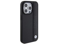 BMW Leather Textured & Stripe iPhone 15 Pro Max Case - Black