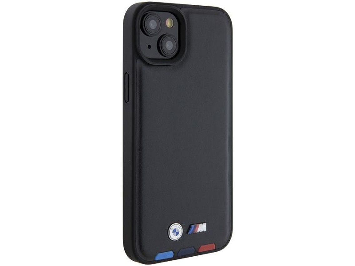 BMW BMHCP15M22PTDK iPhone 15 Plus 6.7" black/black Leather Stamp Tricolor