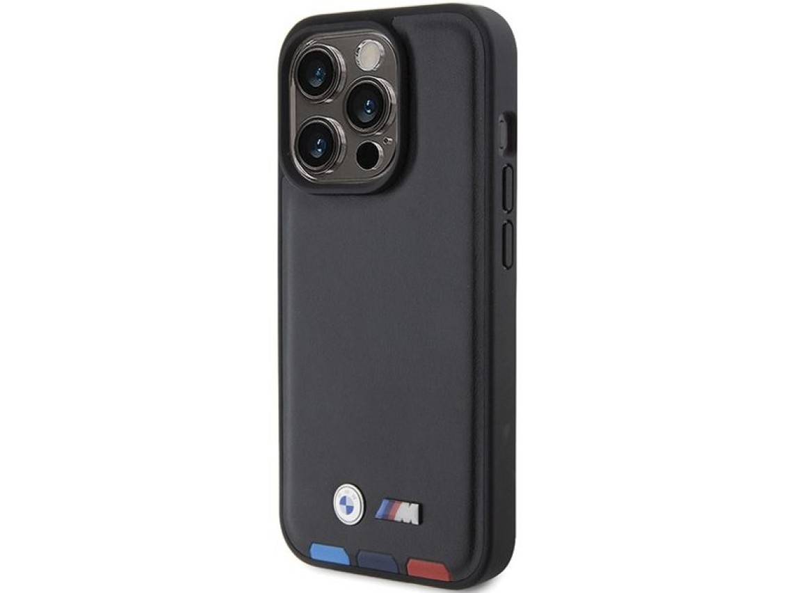 BMW BMHCP15L22PTDK iPhone 15 Pro 6.1" negro/negro Cuero estampado tricolor