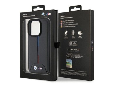 BMW Quilted Tricolor iPhone 15 Pro Case - Black BMW Quilted Tricolor iPhone 15 Pro Case - Black