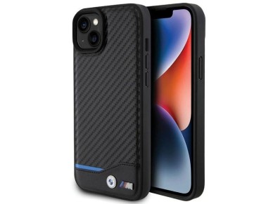 Funda BMW de cuero y carbono para iPhone 15 Plus - negra Funda BMW de cuero y carbono para iPhone 15 Plus - negra