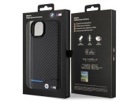 Funda BMW de cuero y carbono para iPhone 15 Plus - negra Funda BMW de cuero y carbono para iPhone 15 Plus - negra