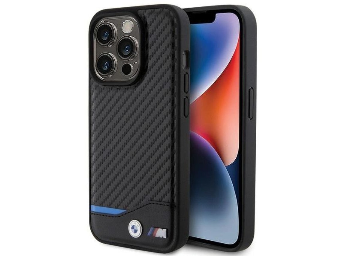 BMW Leather Carbon case for iPhone 15 Pro - black