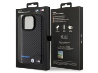BMW Leather Carbon case for iPhone 15 Pro - black
