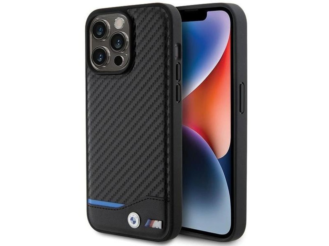 BMW Leather Carbon case for iPhone 15 Pro Max - black