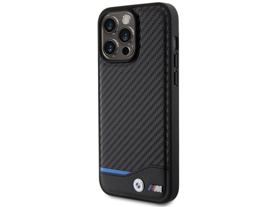 BMW Leather Carbon case for iPhone 15 Pro Max - black
