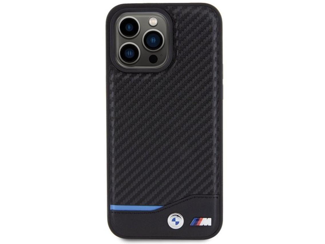 BMW Leather Carbon case for iPhone 15 Pro Max - black