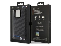 BMW Leather Carbon case for iPhone 15 Pro Max - black BMW Leather Carbon case for iPhone 15 Pro Max - black