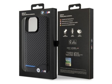 BMW Leather Carbon case for iPhone 15 Pro Max - black BMW Leather Carbon case for iPhone 15 Pro Max - black