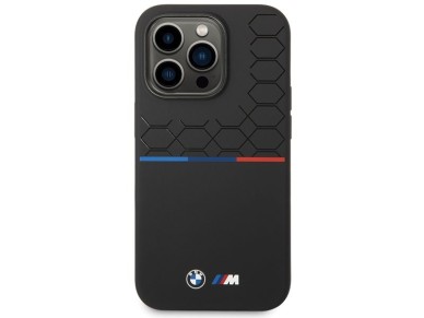 Funda de silicona con estampado BMW para iPhone 15 Pro - Negra