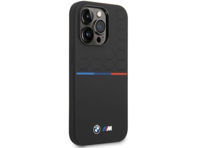 Funda de silicona con estampado BMW para iPhone 15 Pro - Negra