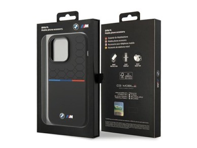 Funda de silicona con estampado BMW para iPhone 15 Pro - Negra