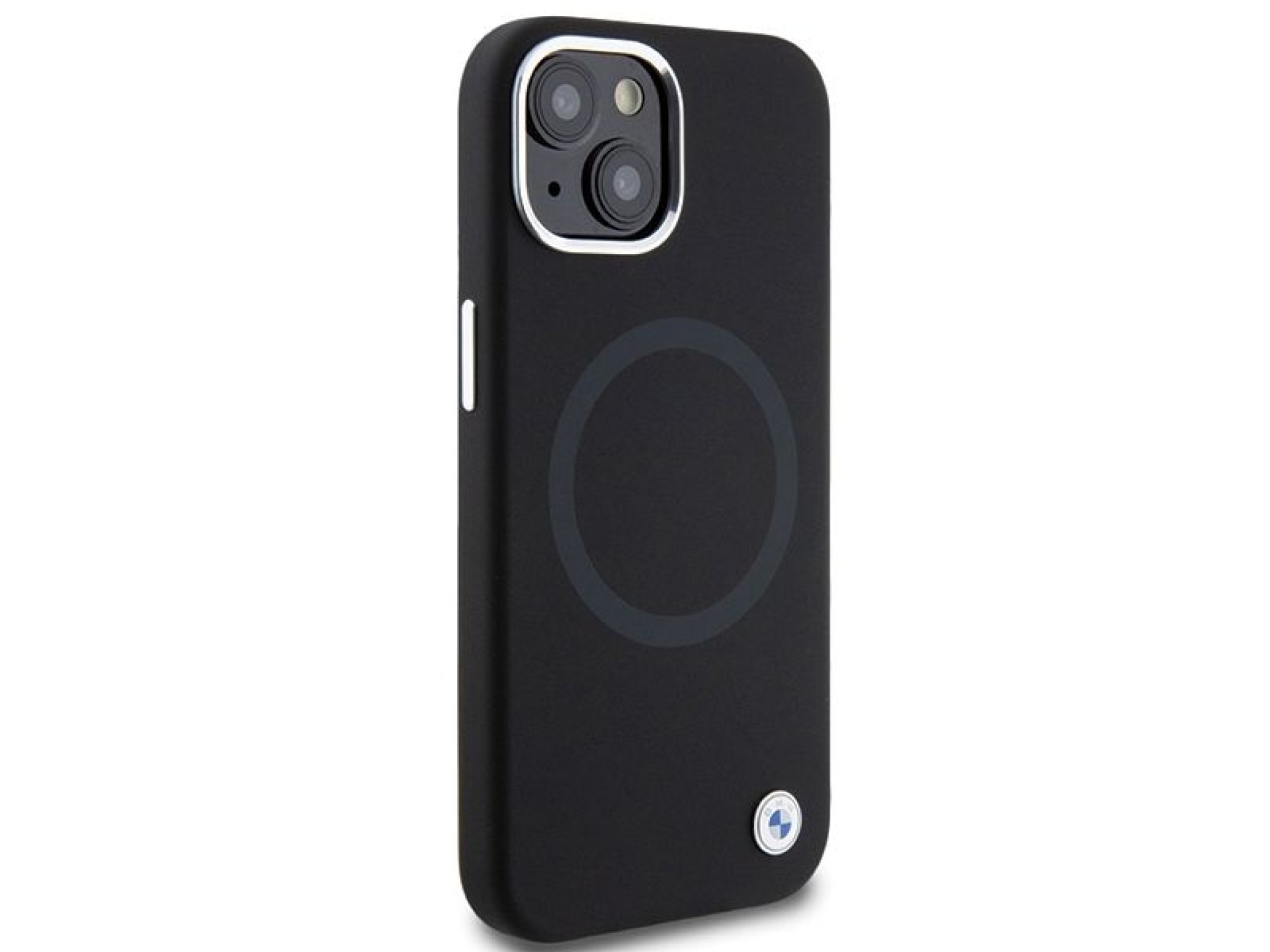 Funda BMW Signature de silicona líquida MagSafe para iPhone 15 Plus - negra