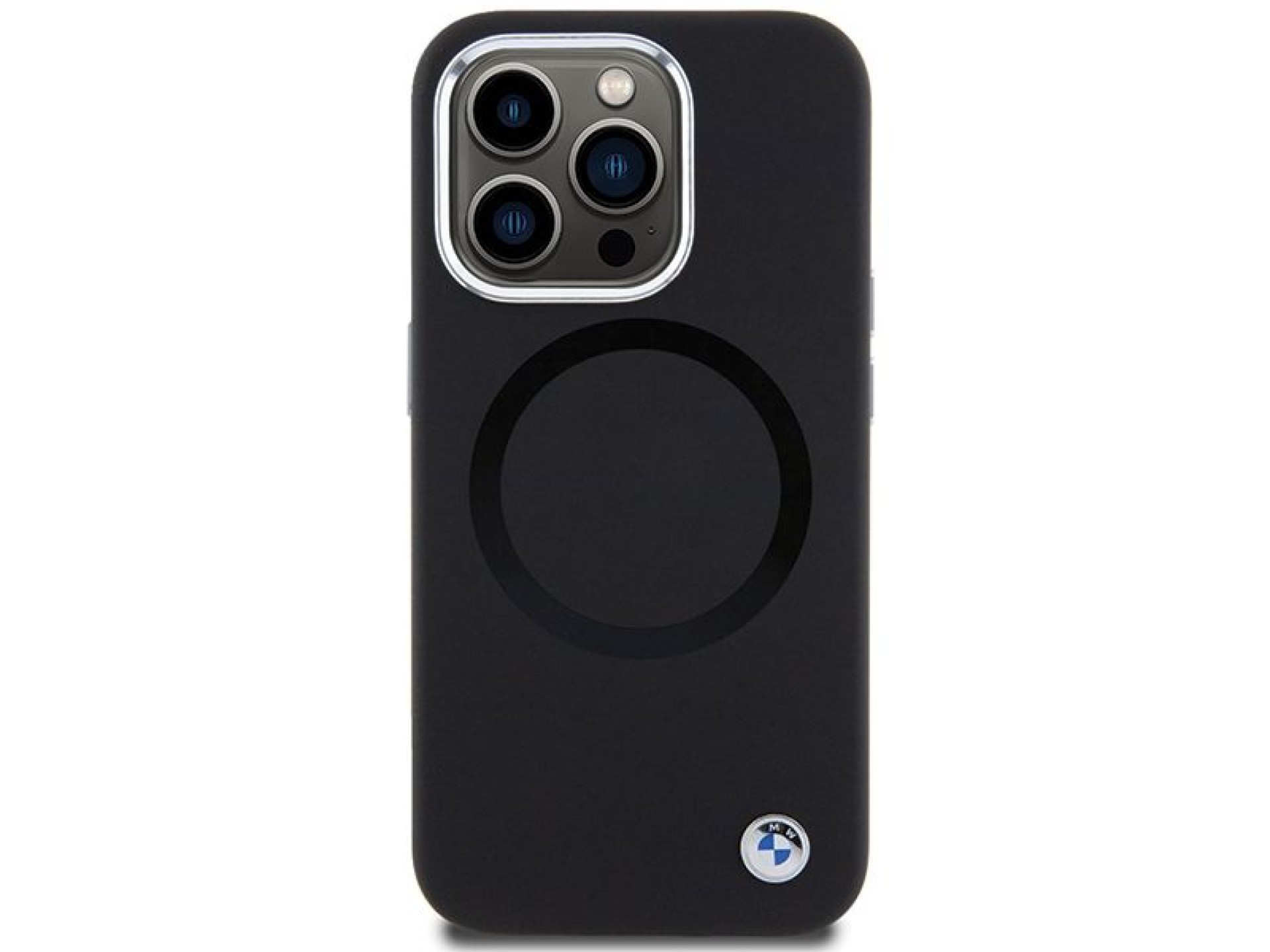 Funda BMW Signature de silicona líquida MagSafe para iPhone 15 Pro - negra