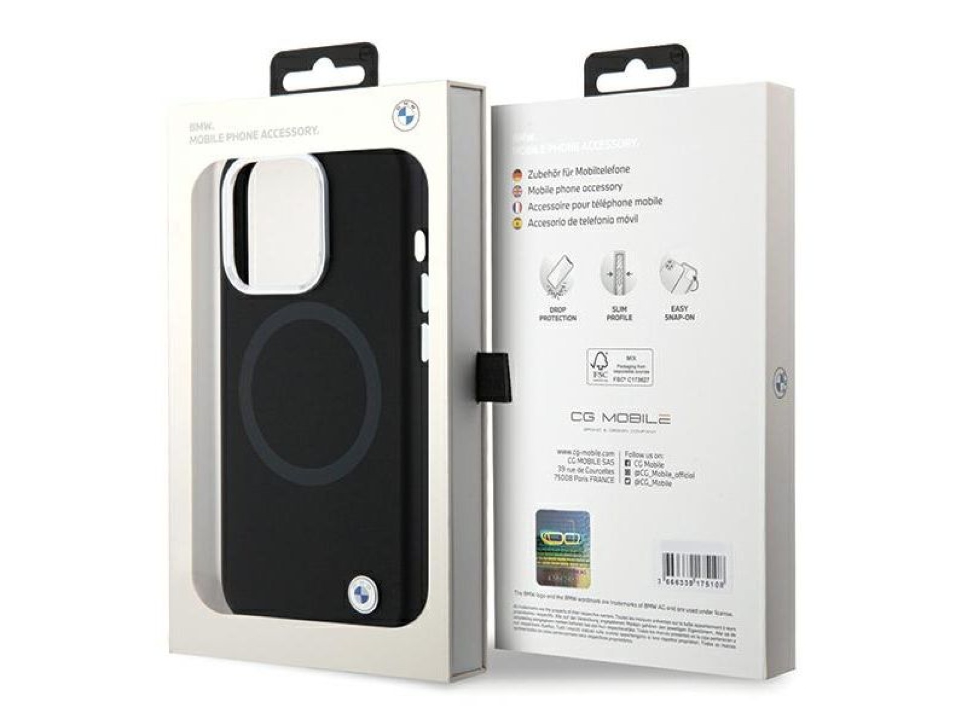 Funda BMW Signature de silicona líquida MagSafe para iPhone 15 Pro - negra