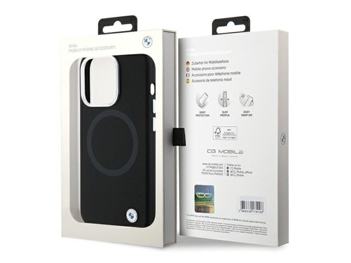 BMW Signature Liquid Silicone MagSafe case for iPhone 15 Pro Max - black