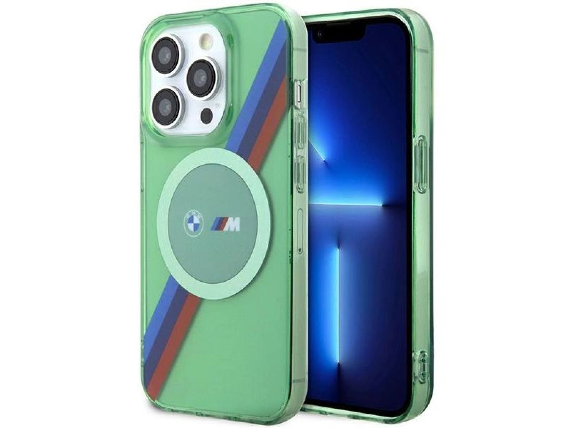 BMW M Tricolor Stripes MagSafe case for iPhone 15 Pro - green
